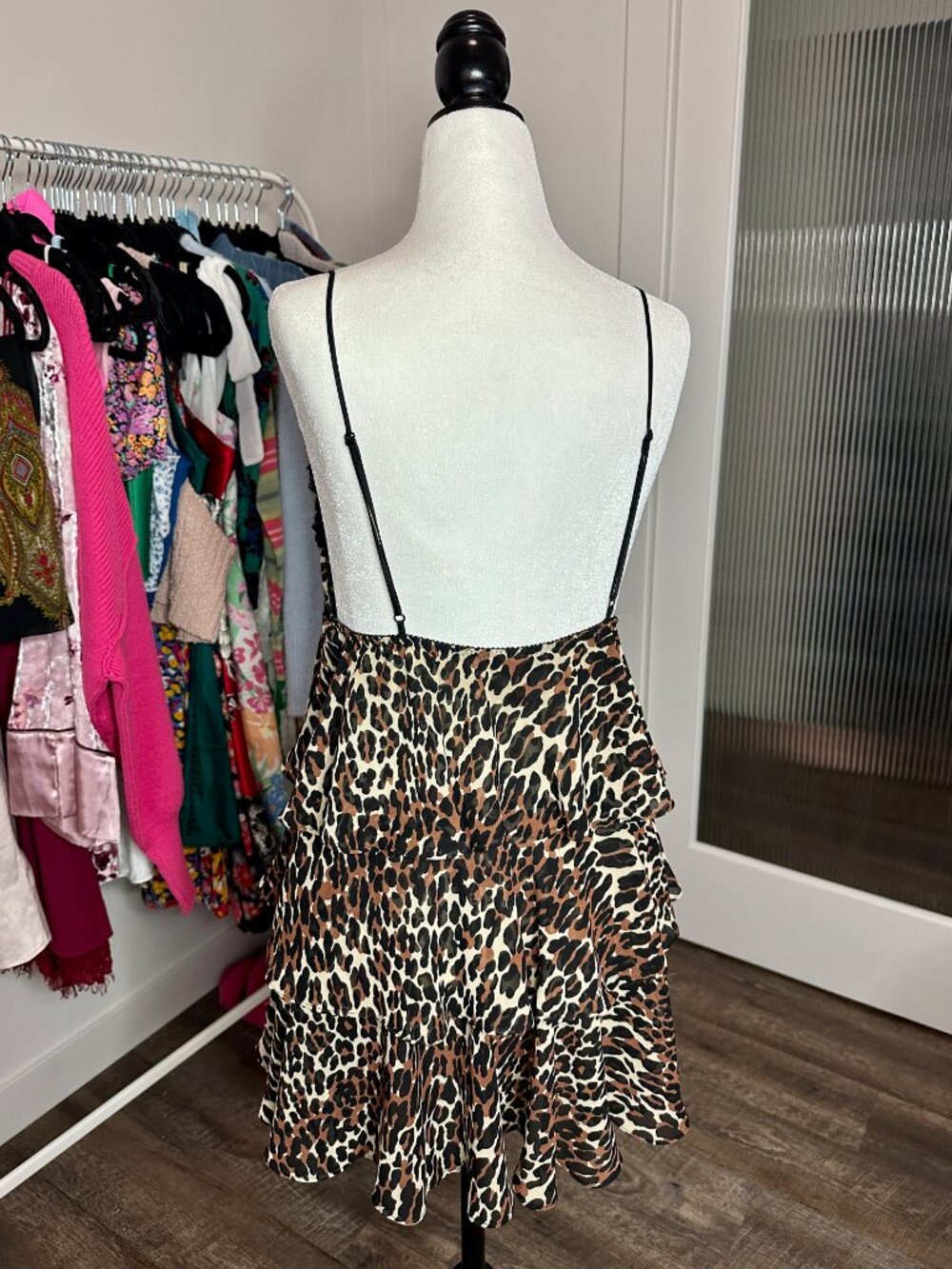 🎀 Vintage Betsey Johnson Y2K Leopard Print Lace Tiered Babydoll Dress - Picture 2 of 6